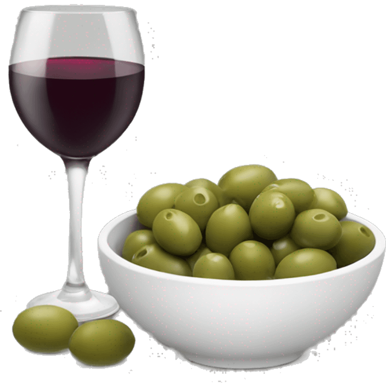 a bowl of green olives and glass of wine  emoji