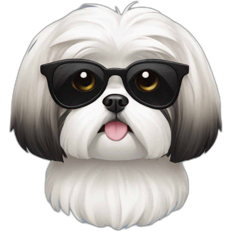 Shih Tzu blanco  con lentes negros de sol emoji