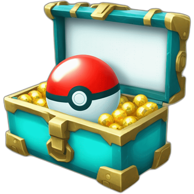 Pokemon Game LootCase Color Cyan Rich Treasure Legendary Epic Pokeballs Pokemons and Pokemon Items Inside this have Shiny Glow emoji