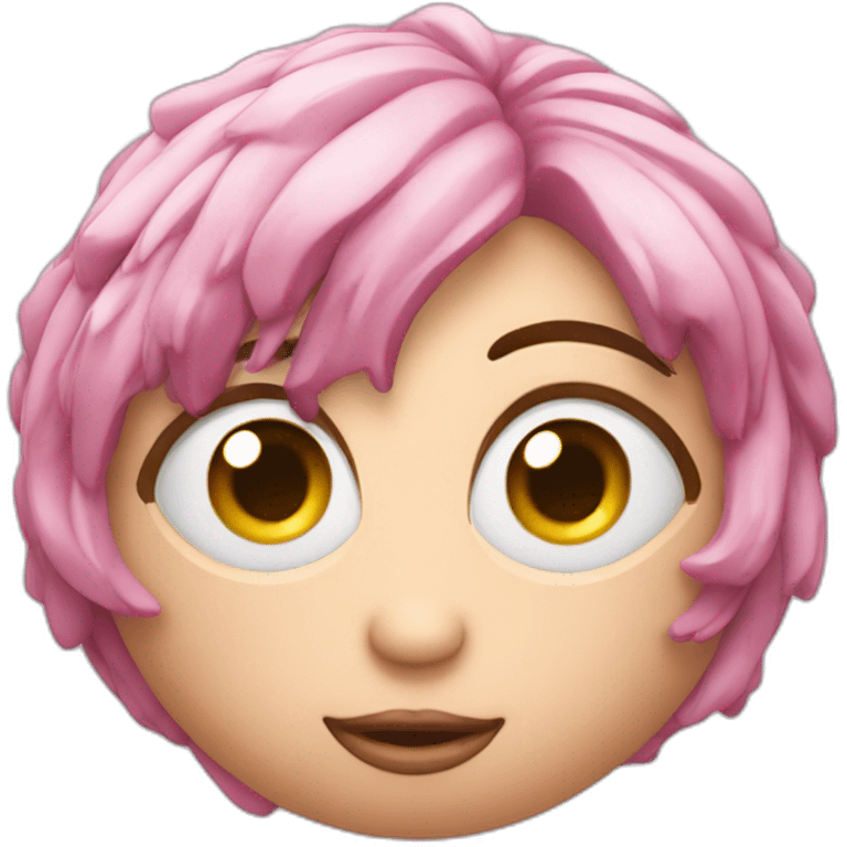 3d sphere with a cartoon testy skin texture with big feminine eyes emoji