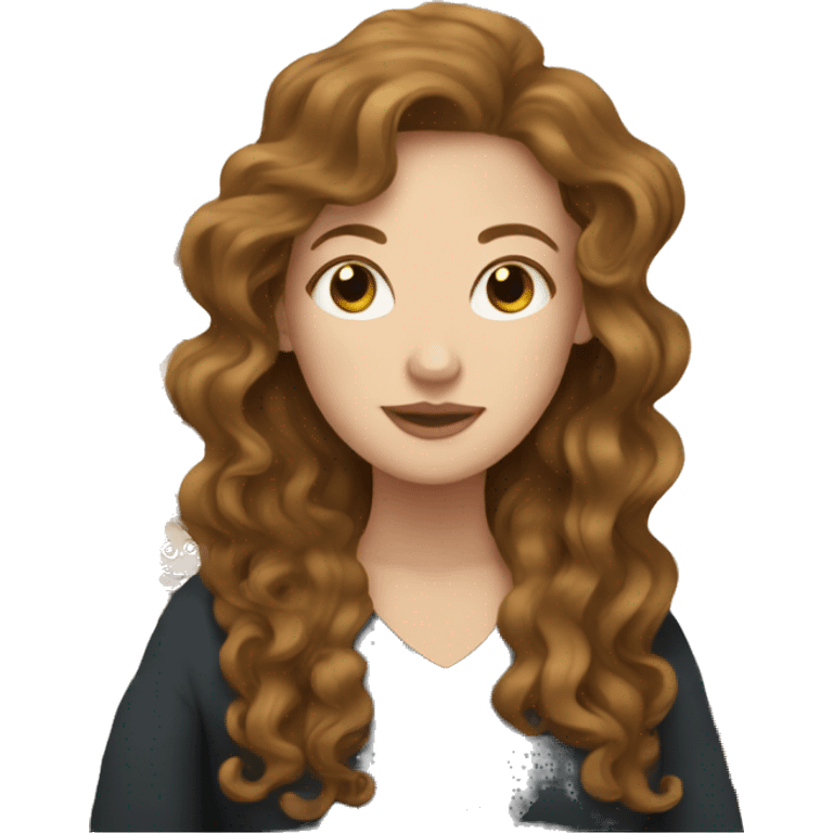 Pregnant white lady with long, brown, curly hair emoji