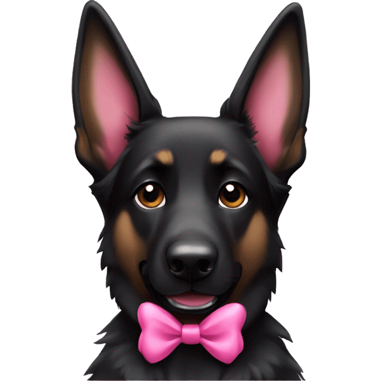 Black German shepherd dog with pink bow emoji