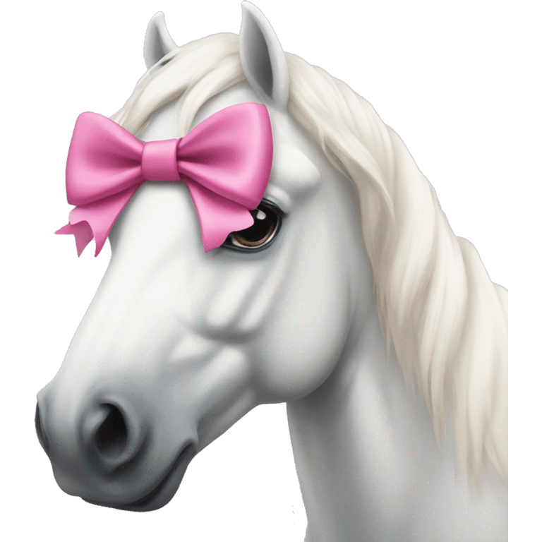 White horses face with pink bow emoji