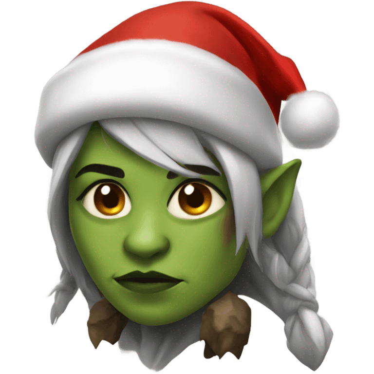 orc female warrior with santa hat emoji