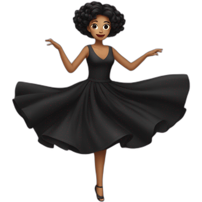 Woman with dark hair in black dress dancing  emoji