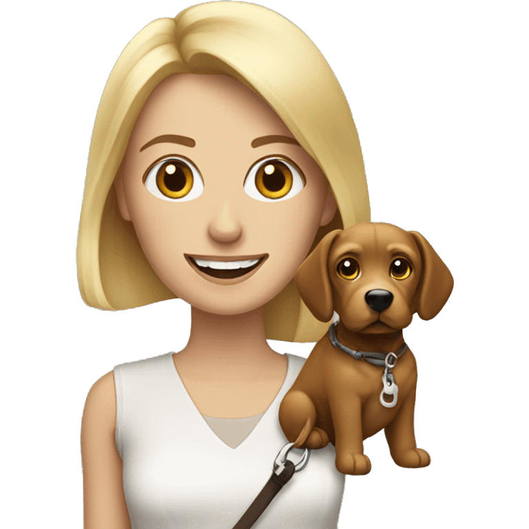 Blonde women with Brown dog on a leash emoji