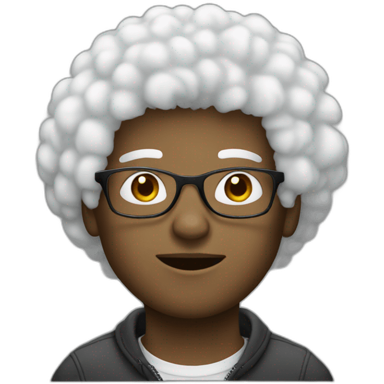 white afro young guy with glasses emoji