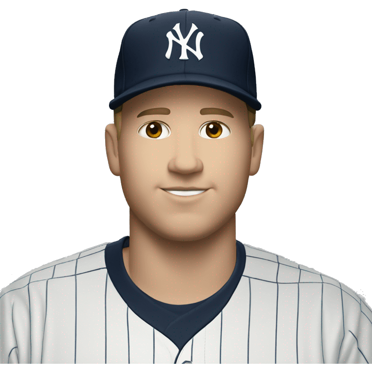 White man chubby wears cap and jersey of New York Yankees emoji