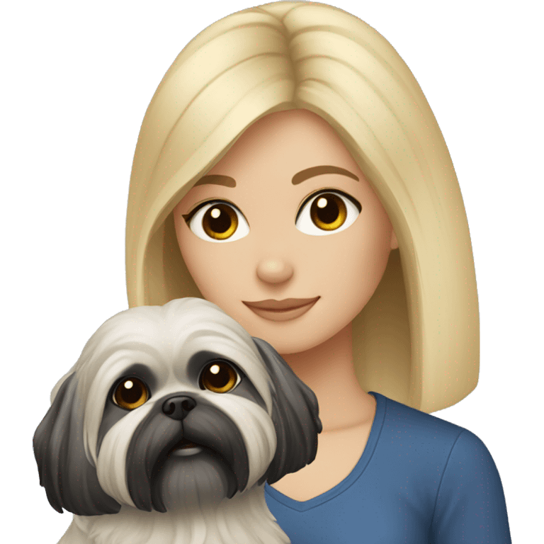 Blonde girl with black shih-tzu emoji