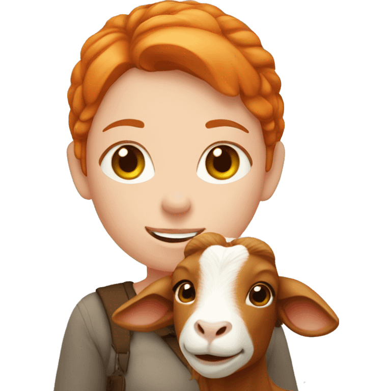 Ginger girl with a goat emoji