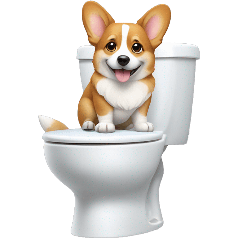 corgi sitting on a toilet  emoji