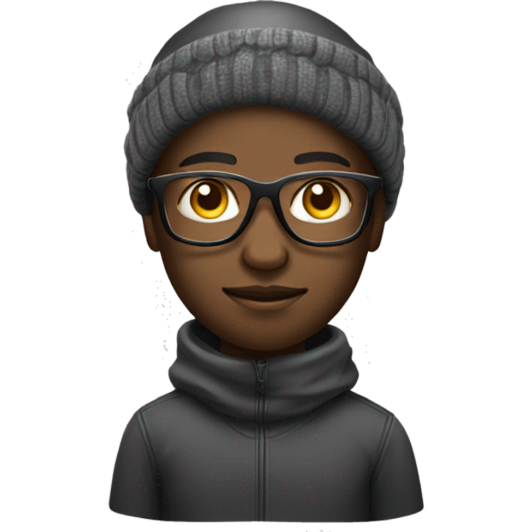 black african young techy male with eye glass and head warmer emoji