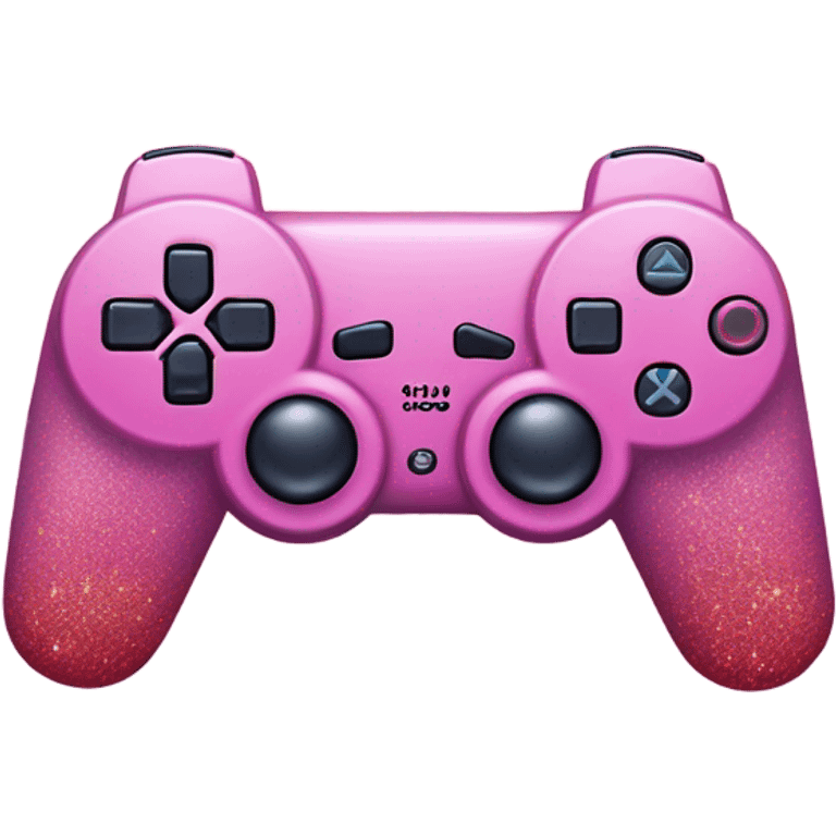 Pink ombre PlayStation console with glitter emoji