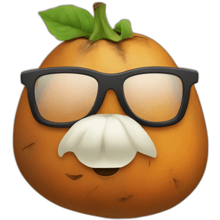 sweet potato with glasses and a beard emoji