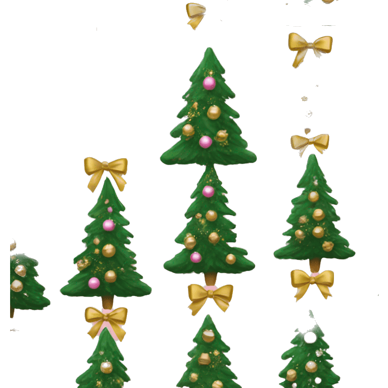 Christmas tree with pink bows and gold ornaments emoji