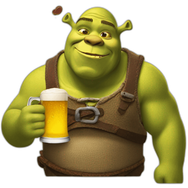 Shrek drinking a beer emoji