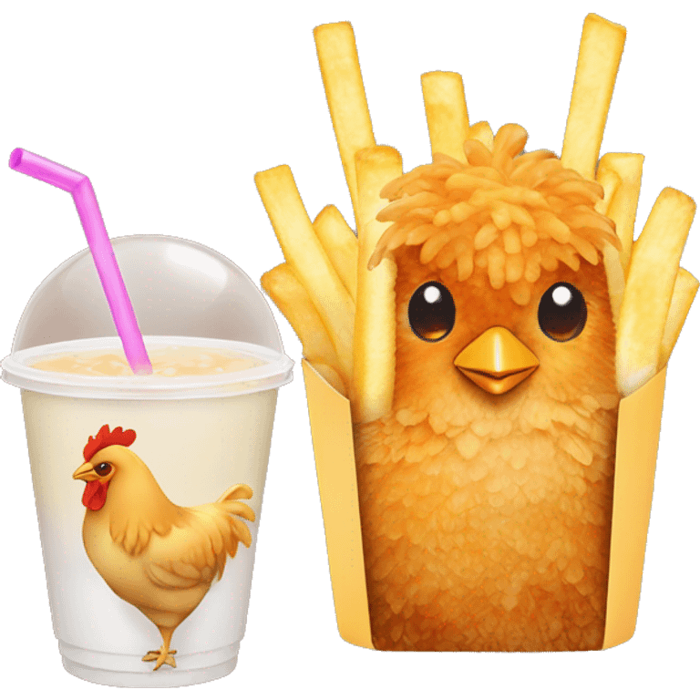 Chicken and fries with bubble tea emoji