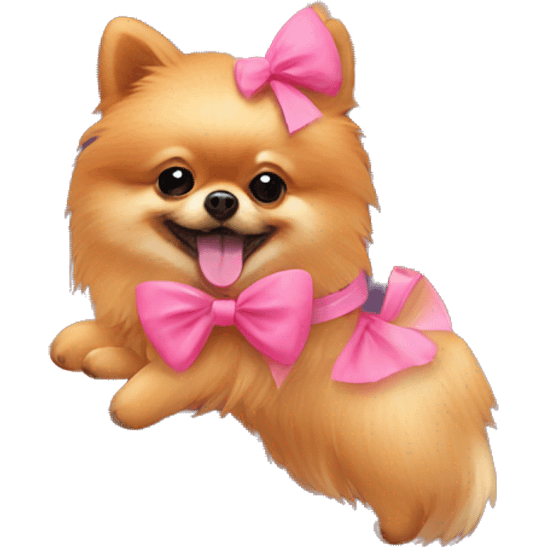 orange pomeranian with pink bow emoji