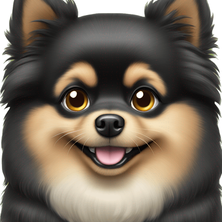 Black Pomeranian with sparkling eyes begging for food emoji