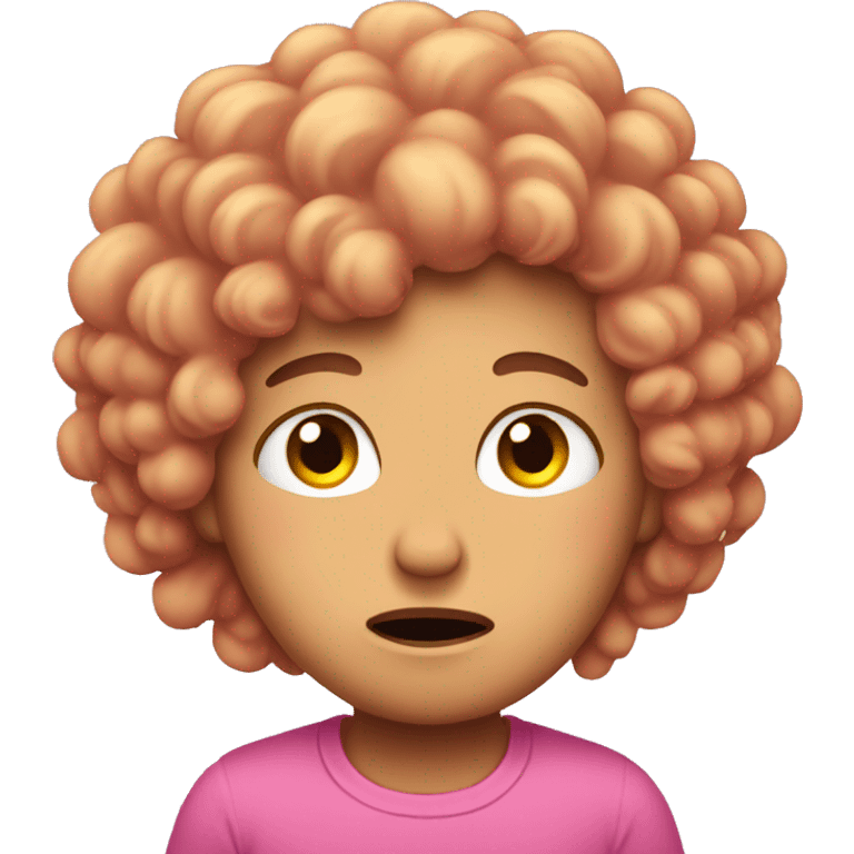 pink sad reaction emoji with curly hair emoji