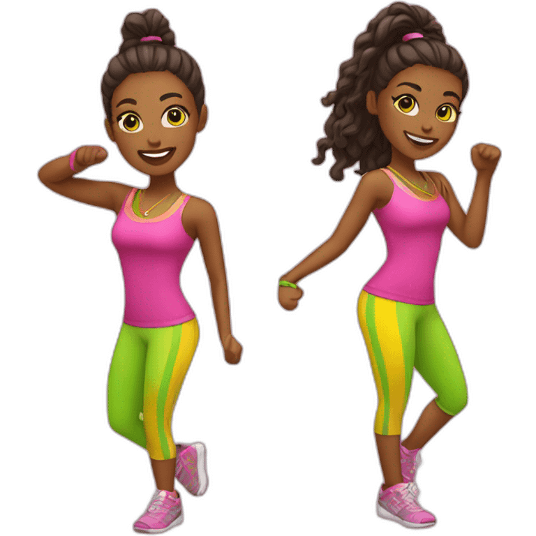 pink green and yellow zumba emoji