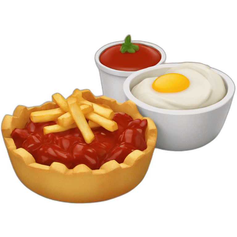 Manger des pâtes avec du ketchups avec poutine emoji