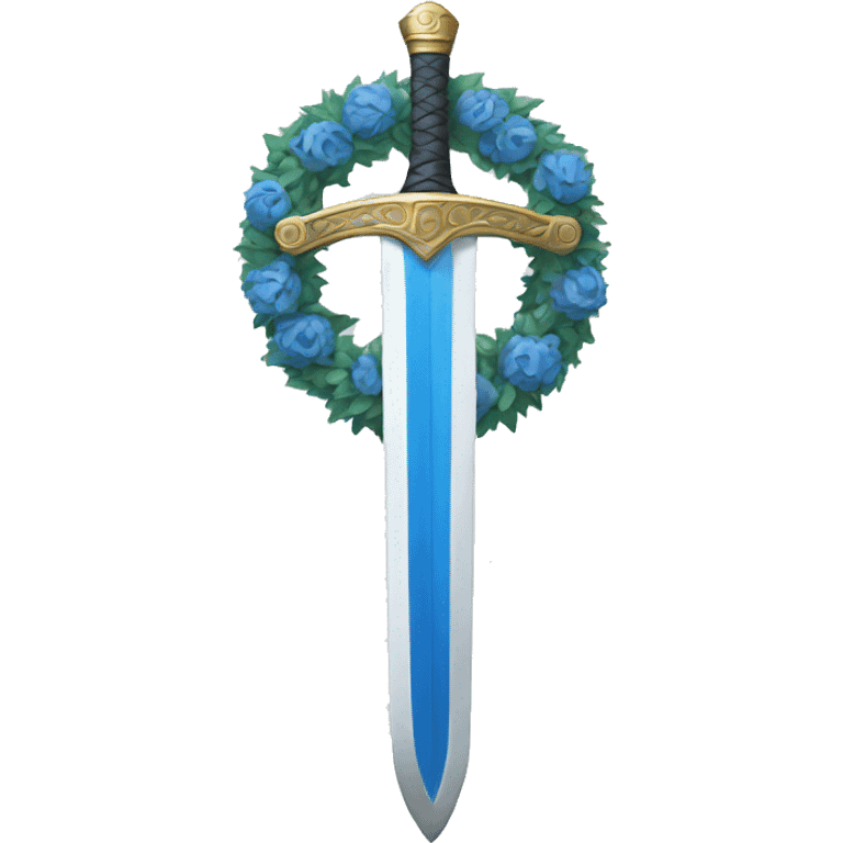 sword in blue-white wreath emoji