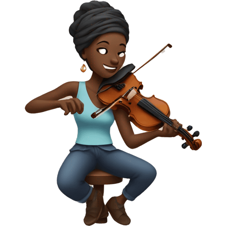 African Woman playing violin emoji