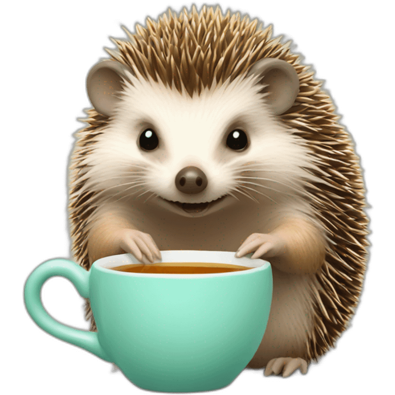 Hedgehog holding a tea pot emoji