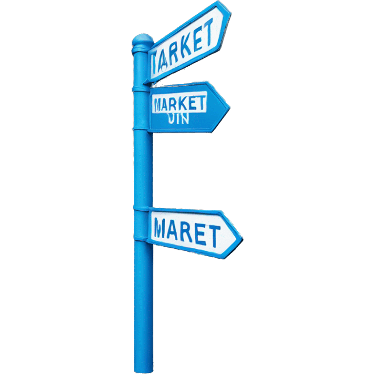 Street sign that says market in blue emoji