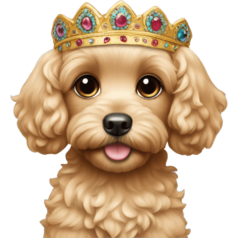 blond cavapoo puppy wearing a headdress emoji