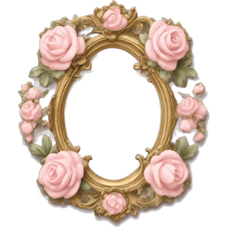 vintage rococo light pink dainty floral frame emoji