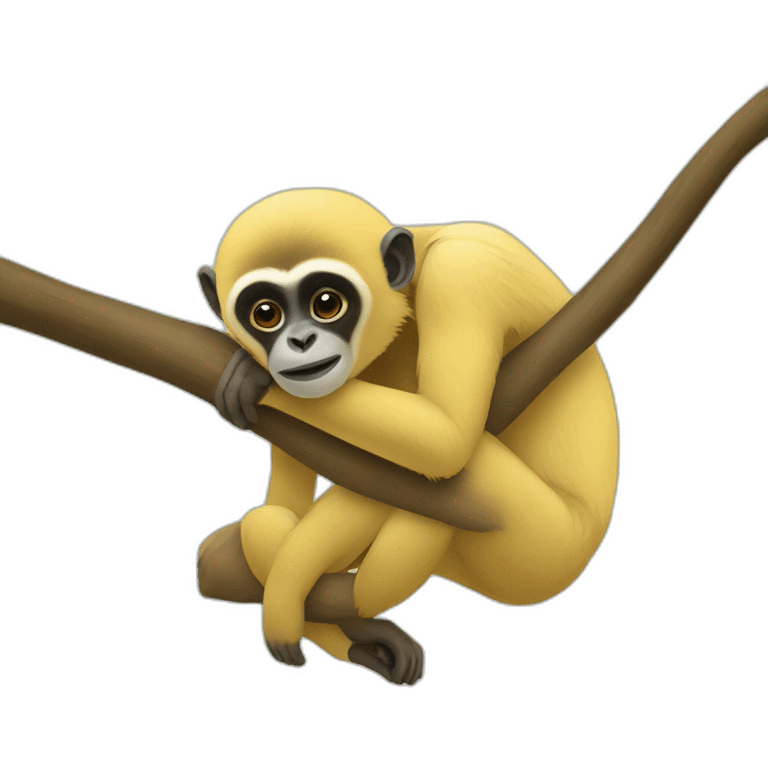 yellow gibbon hugging another gibbon emoji