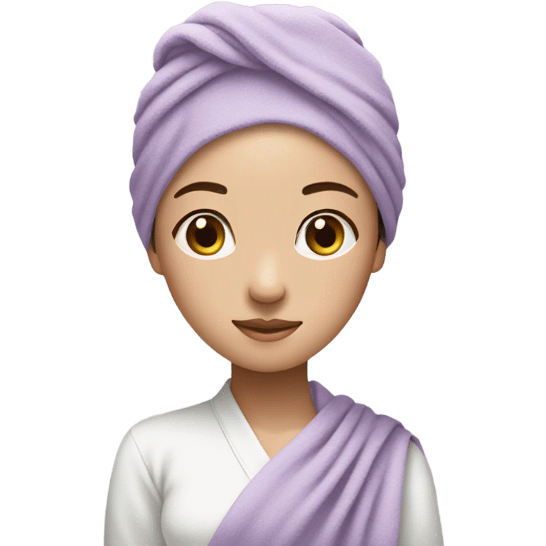 beautiful girl asian with a pastel purple towel on her head emoji