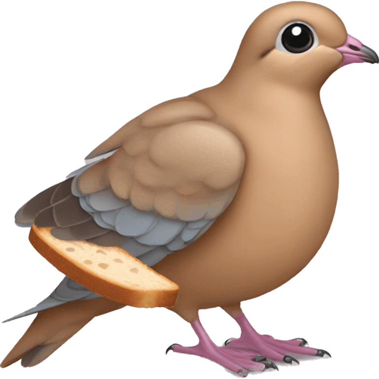 Mourning dove wearing a piece of toast emoji