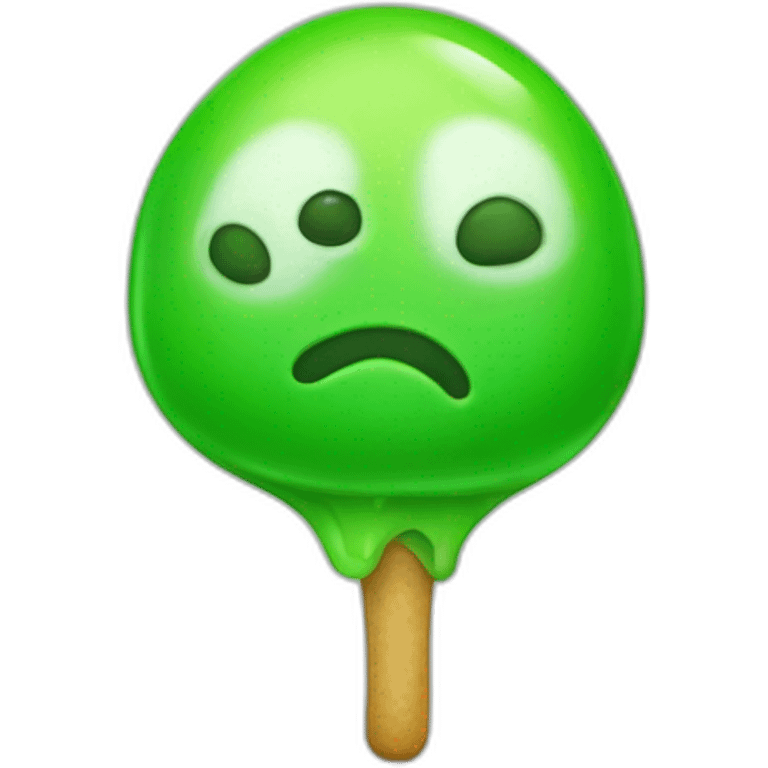 Green gumdrop with face  emoji