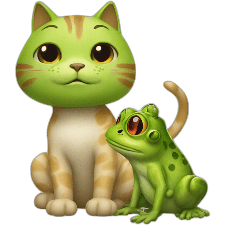 cat with frog friend emoji