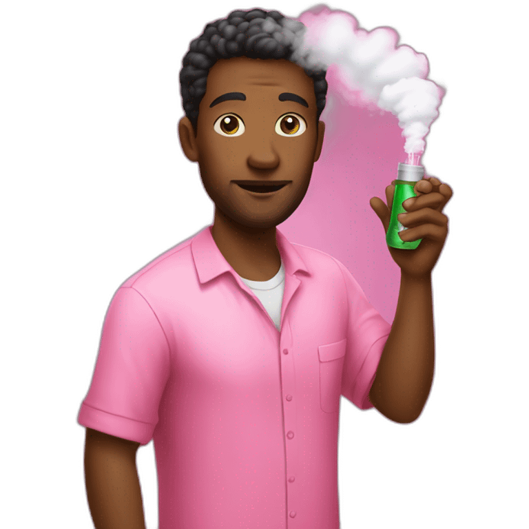 Man with pink shirt and a vape in his hand emoji