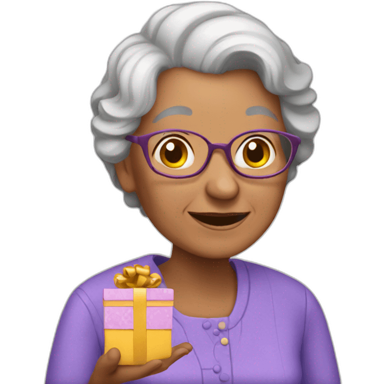 Granny with a gift emoji