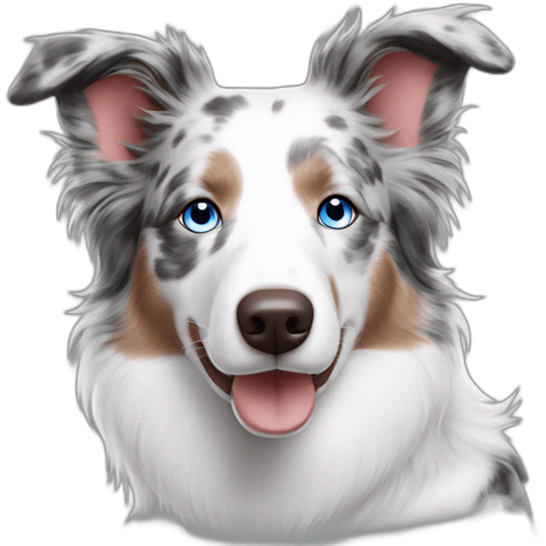 white red merle border collie speckled face blue eyes emoji