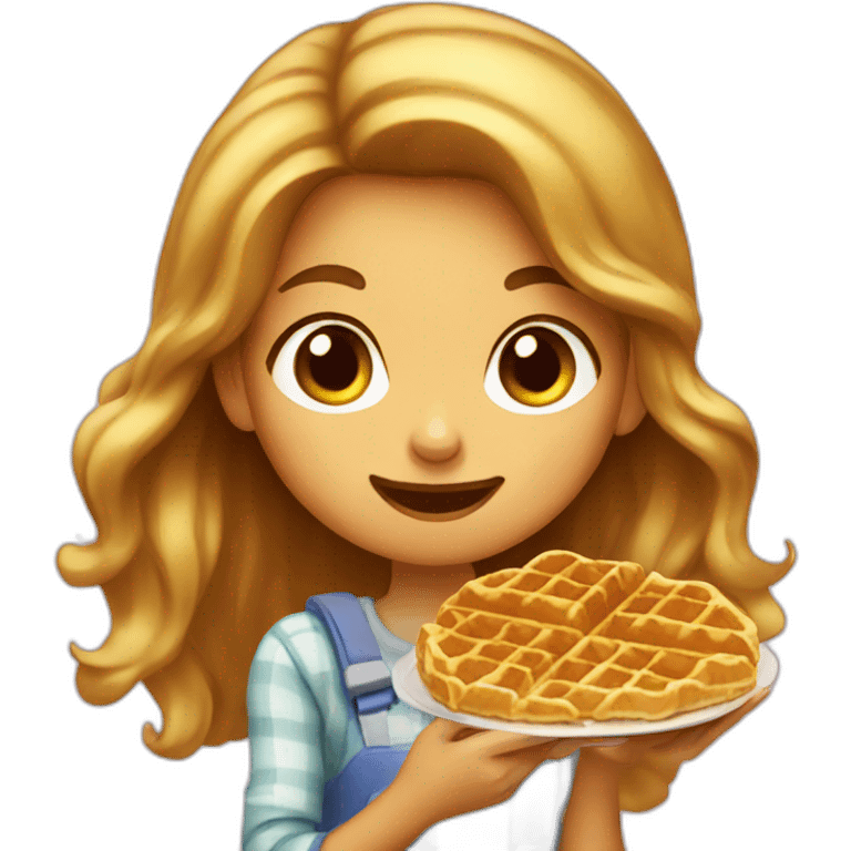 Girl eating waffle emoji