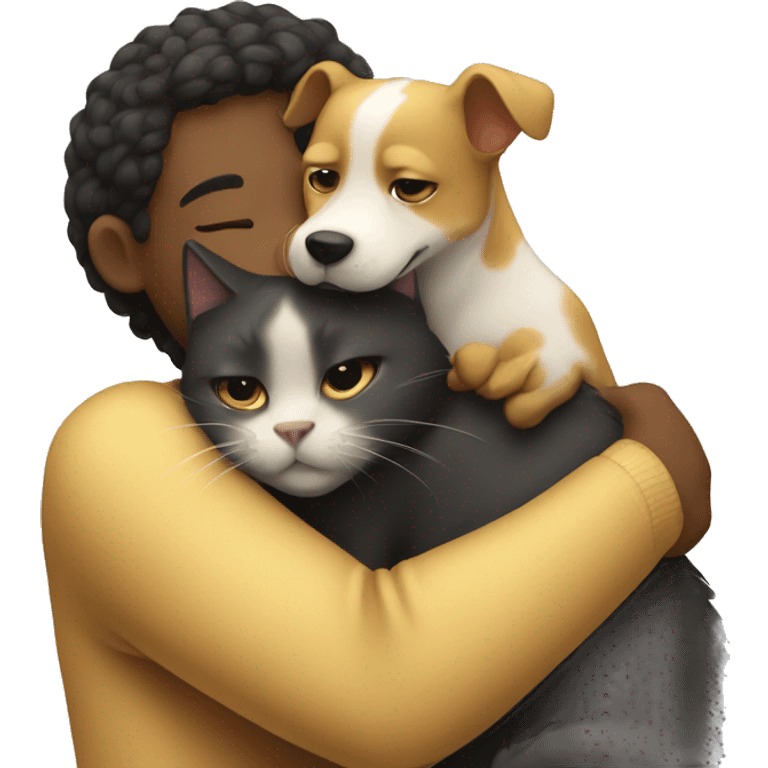 Dog hug cat  emoji