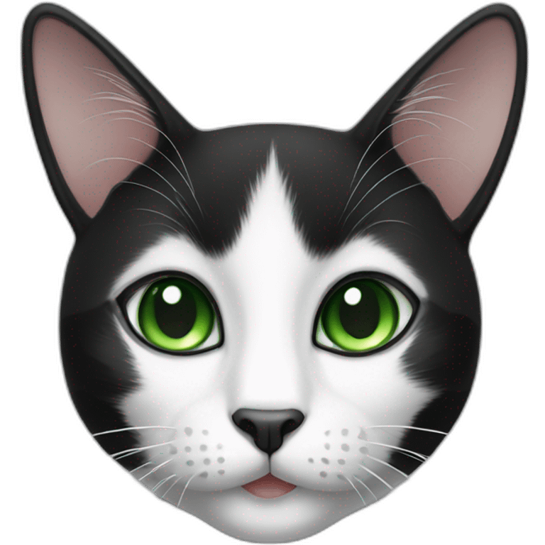 black and white cat and green eyes emoji