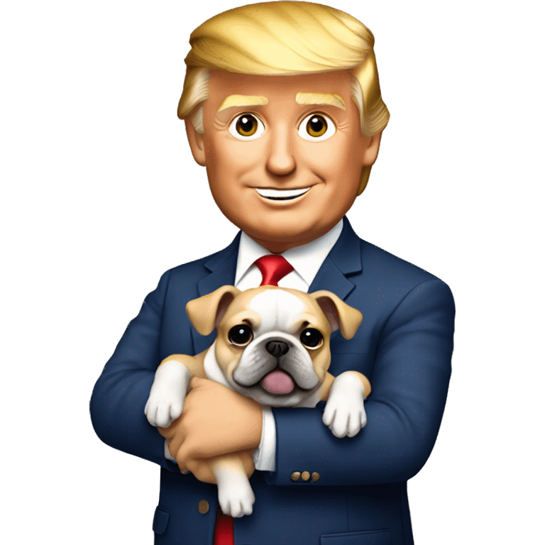 Donald trump holding a French bulldog emoji