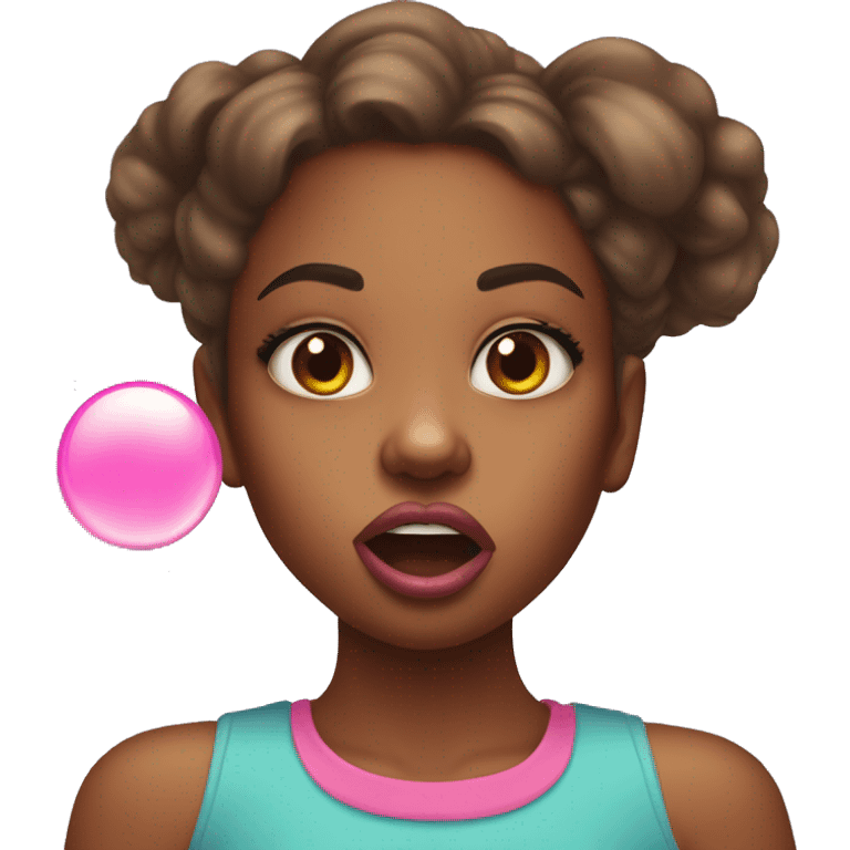 Sassy brown skin girl rolling her eyes blowing a bubble gum emoji