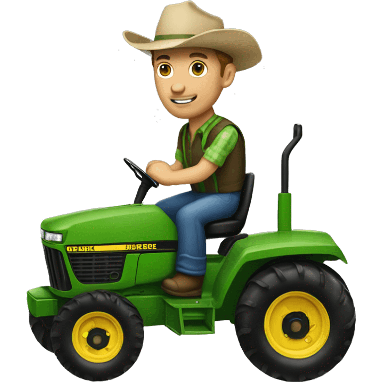 Farmer driving John Deere tractor  emoji