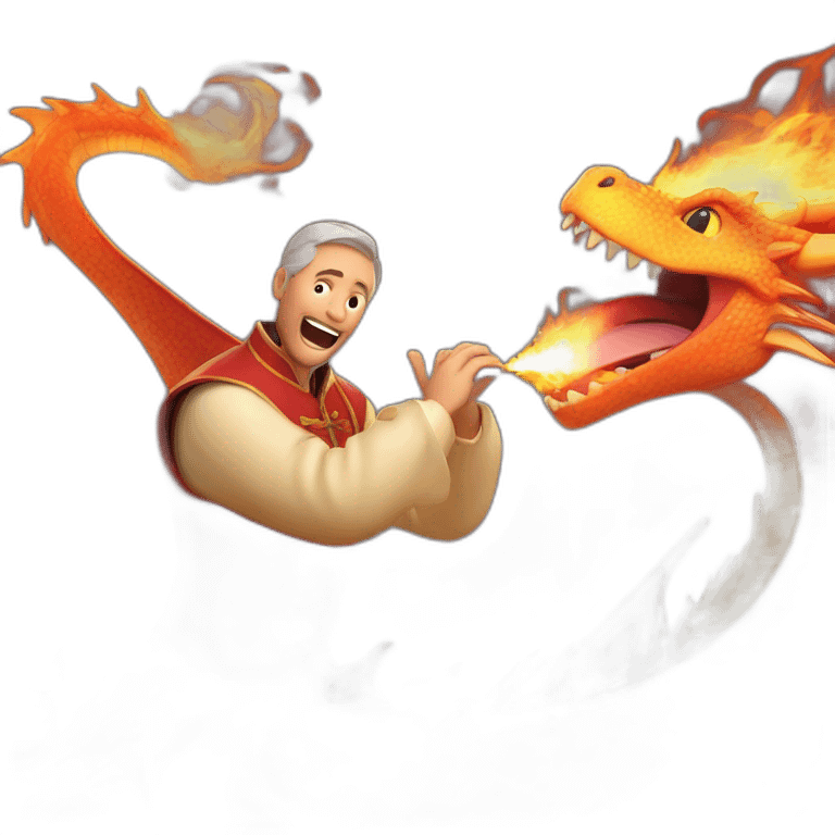 francis cabrel singing on a dragon spitting flames emoji