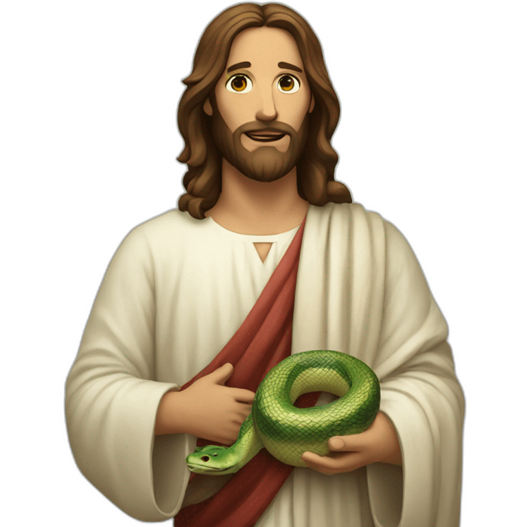 Jesus holding a snake in his hand emoji