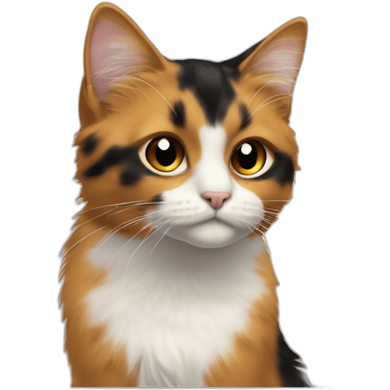 calico cat long haired black mark on nose black stripe on nose emoji