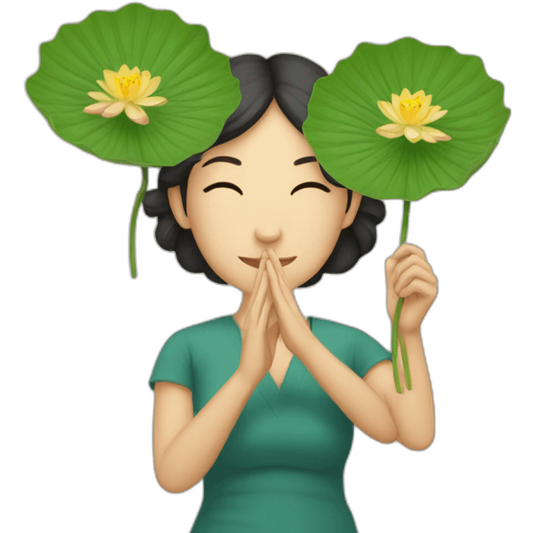 Lotus in hand of women emoji